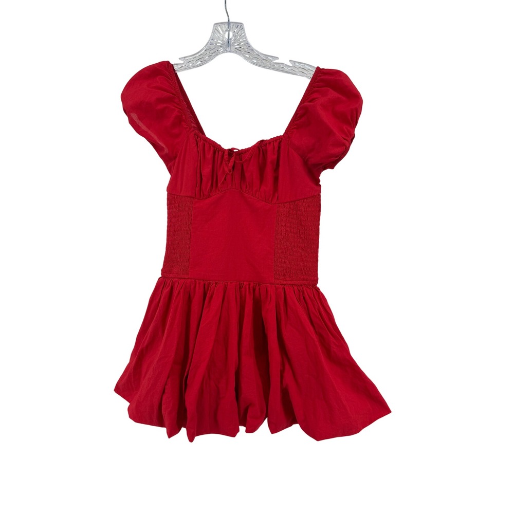 Hollister‎ Romper Womens XS Petite Red Milkmaid Puff Sleeve Bubble Hem Skort